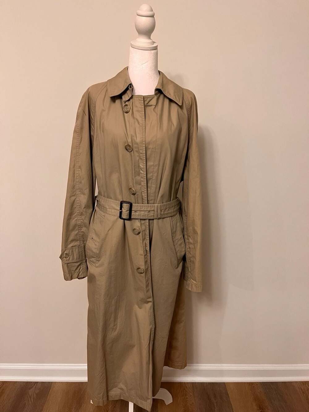 Paul Stuart Trench Coat Size S Tan Cotton Belted Rain Jacket
